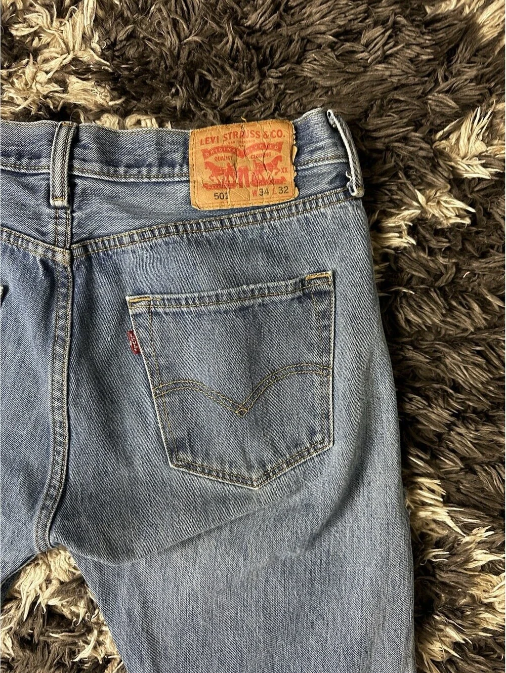 Vintage 90s Levi's 501 Button Fly Straight Leg Denim Jeans Blue Mens 34x32